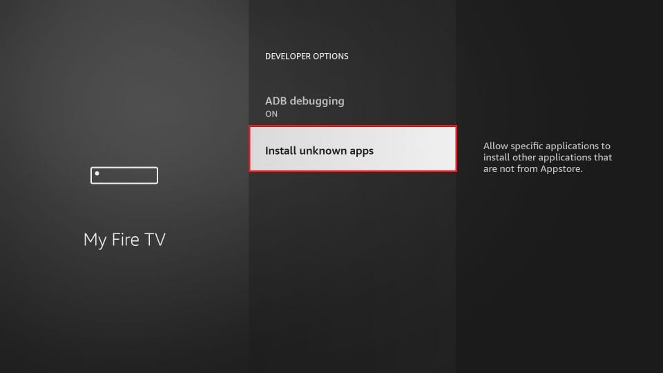 Fire TV Install unknown apps option