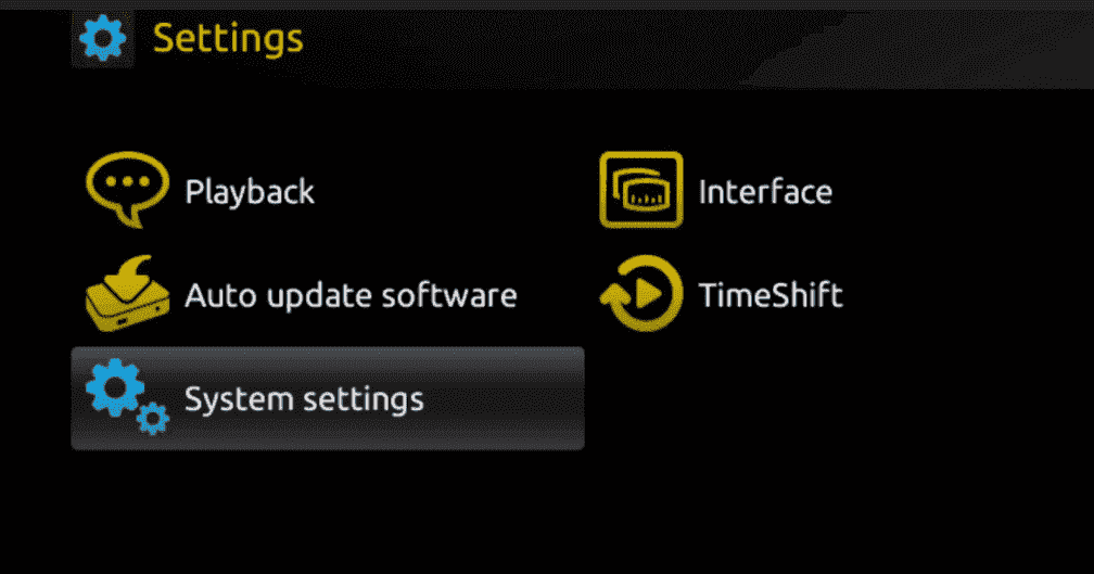MAG Settings screen with System settings selected