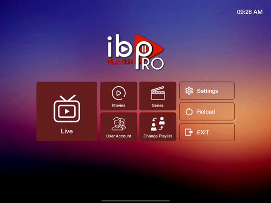 IBO home screen with Reload highlighted