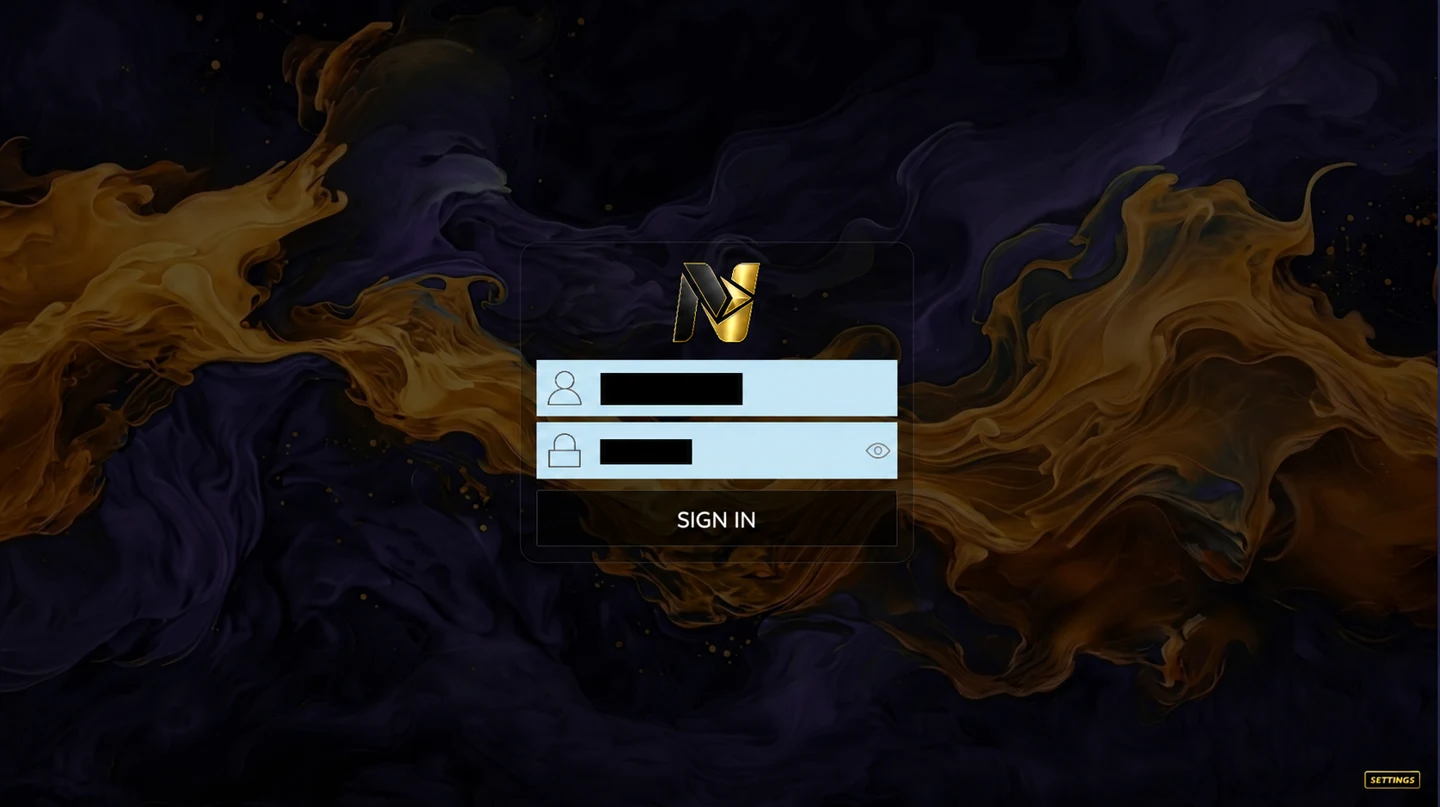 Nitro4K login screen with private fields hidden